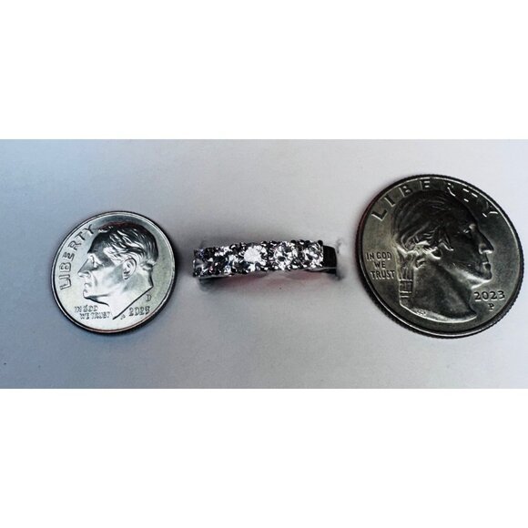 Vintage 925 Sterling Silver Five Stone CZ Band Ring Size 6.75 Estate Jewelry - Picture 8 of 11